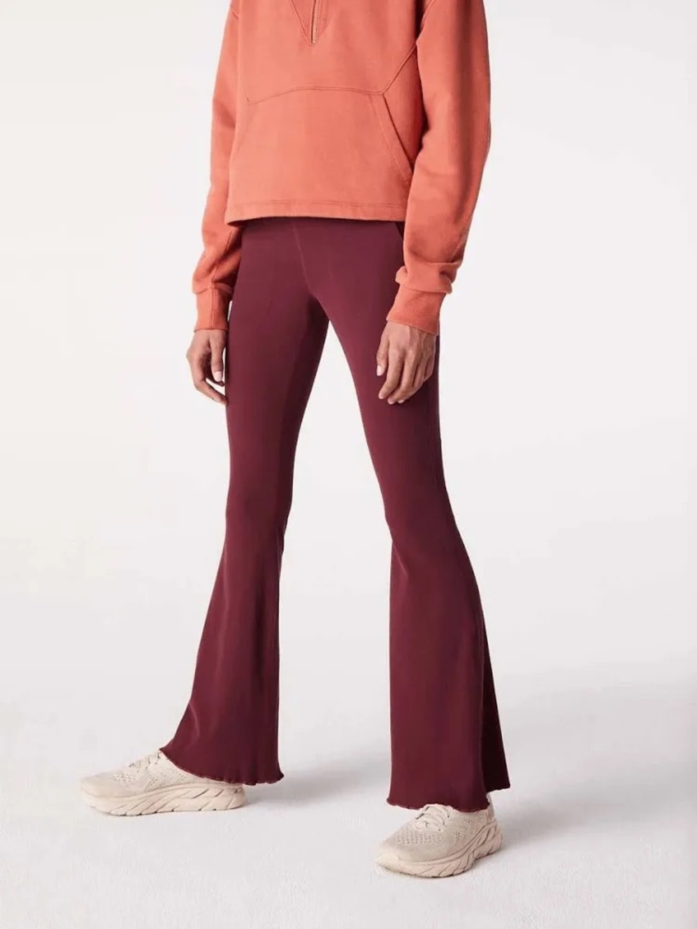 Outdoor Voices Burgundy Flare Ribbed Pants